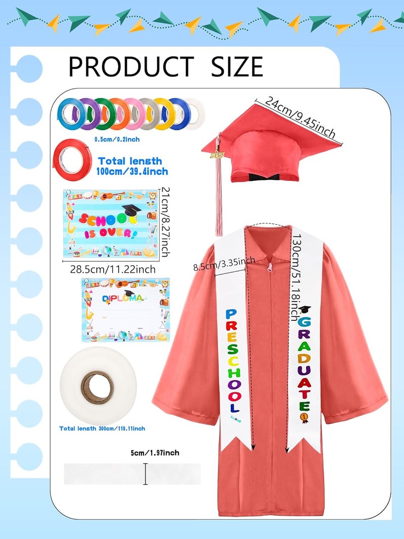 Flotory Unisex Kids Kindergarten Graduation Gown Cap Tassel Stole Preschool Graduation Gown Robes Certificate for Boy Girl - Image 2
